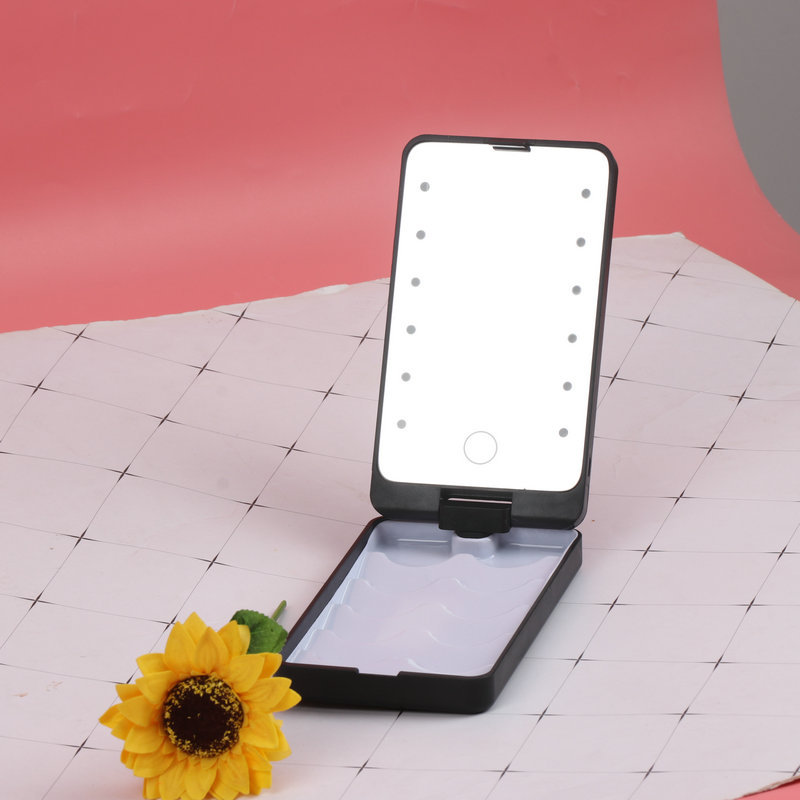 Foldable Rotating Storage Led Storage Makeup Mirror Dormitory Beauty Dressing Mirror Fill Light Storage Travel Makeup Mirror