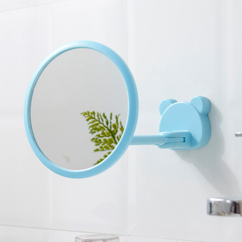 Wall-Mounted Cosmetic Mirror Bathroom Nailless Seamless Magic Stickers Folding round Mirror Waterproof Adjustable Angle Dressing Mirror