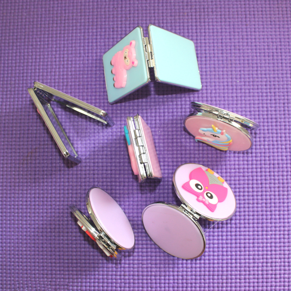 Portable Princess Mirror Makeup Mirror Foldable Portable Student Dormitory Desktop Dressing Mirror Double-Sided HD Makeup Small Mirror