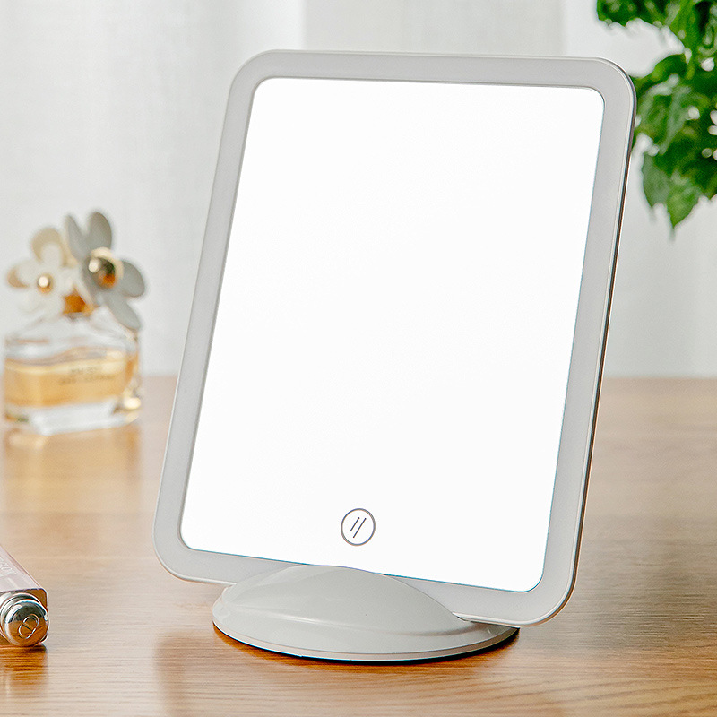 Makeup Mirror with Light Desktop LED Light Female Mirror Portable Make-up Mirror Dressing Mirror Horizontal and Vertical Display Touch Screen Mirror