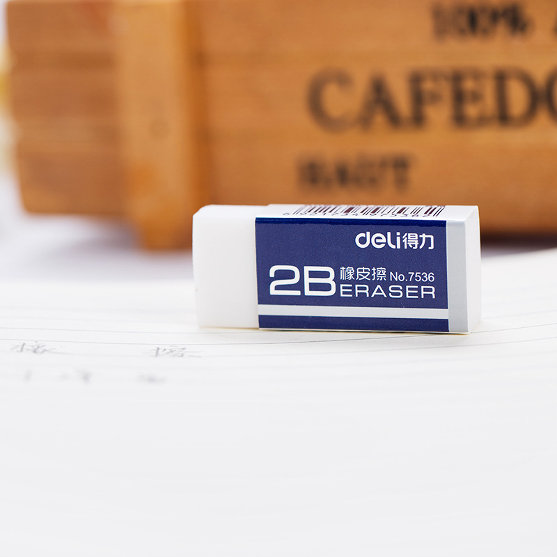 Deli 7536 Eraser Rectangular Small Eraser Student Exam Painting Eraser Stationery Wholesale 2B Eraser