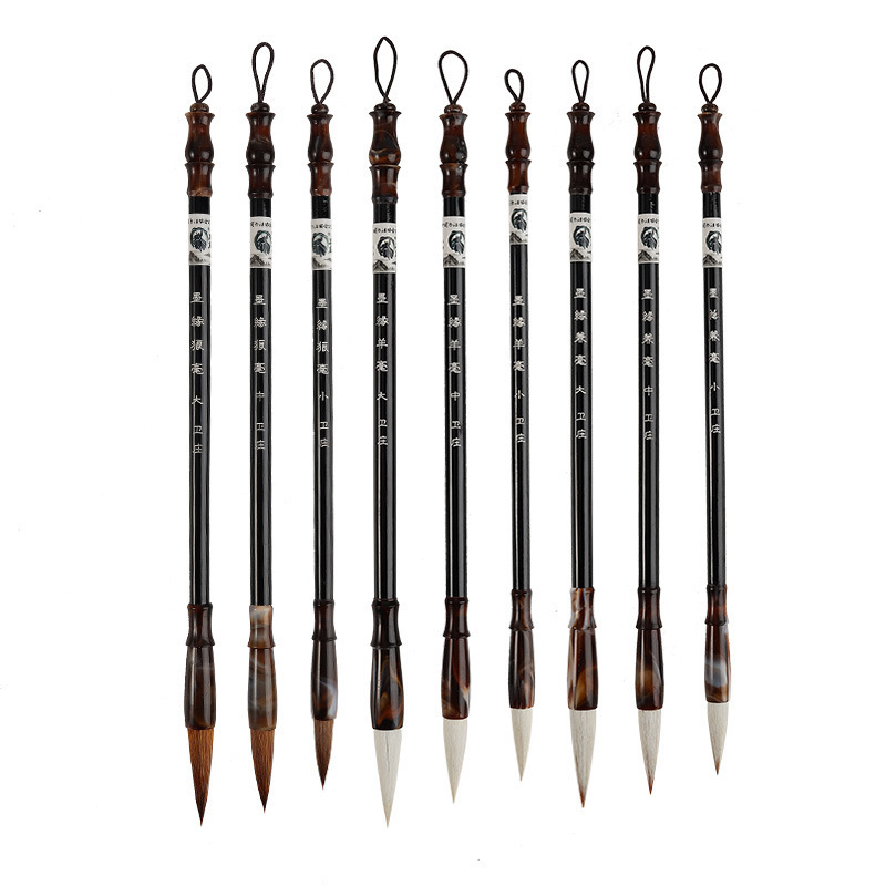 Weizhuang Weasel&#039;s Hair Doubled Both Made of Goat&#039;s Hair Calligraphy and Painting Practice Large, Medium and Small Writing Brush Set Wholesale Calligraphy Training Student Writing Brush