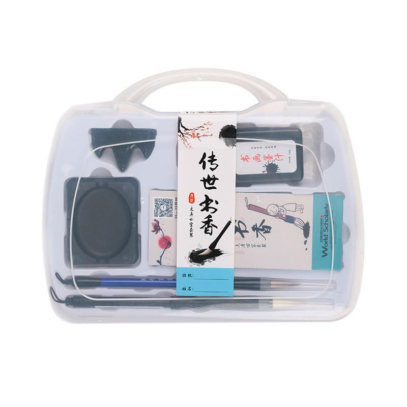 Wholesale Student Calligraphy Materials Writing Brush Set Calligraphy Copybook Water Writing Cloth Beginner Writing Brushes, Ink Sticks, Paper and Inkstones Gift Box
