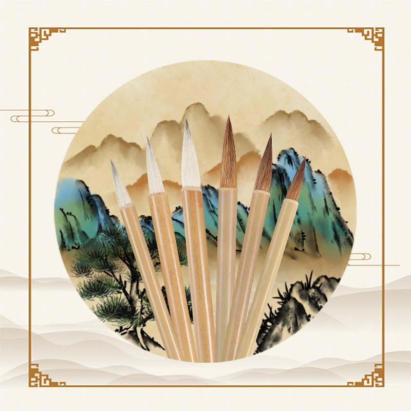 Calligraphy Class Class Writing Brush plus Jianda Baiyun Doubled Both Writing Brush Student Writing Practice Chinese Painting Orchid Bamboo Weasel&#039;s Hair Wholesale