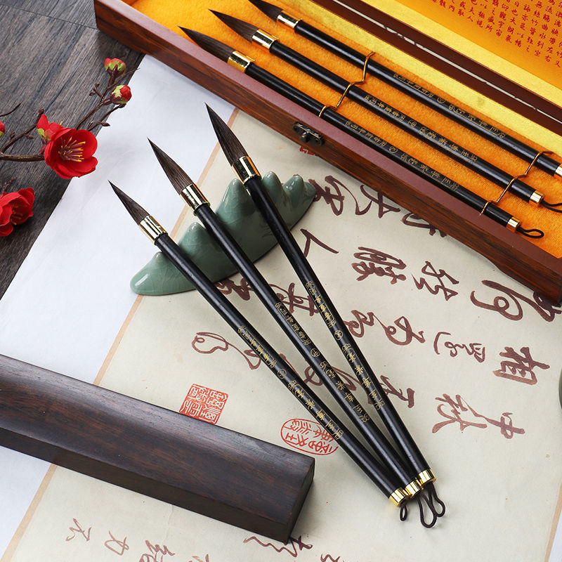 Authentic Pure Chinese Calligraphy Brush Pen Made of Cony Hair Writing Brush Writing Brushes for Regular Script in Large, Medium and Small Characters Calligraphy Set Writing Book Semi-Cursive Script Regular Script Adult Beginners&#039; Writing Brush
