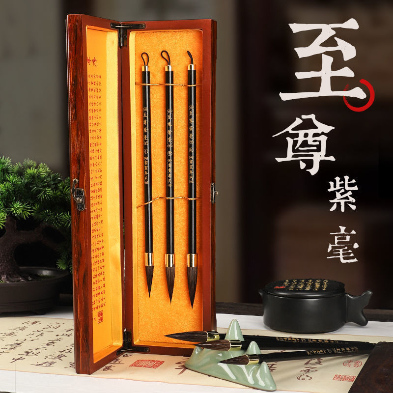 Authentic Pure Chinese Calligraphy Brush Pen Made of Cony Hair Writing Brush Writing Brushes for Regular Script in Large, Medium and Small Characters Calligraphy Set Writing Book Semi-Cursive Script Regular Script Adult Beginners&#039; Writing Brush
