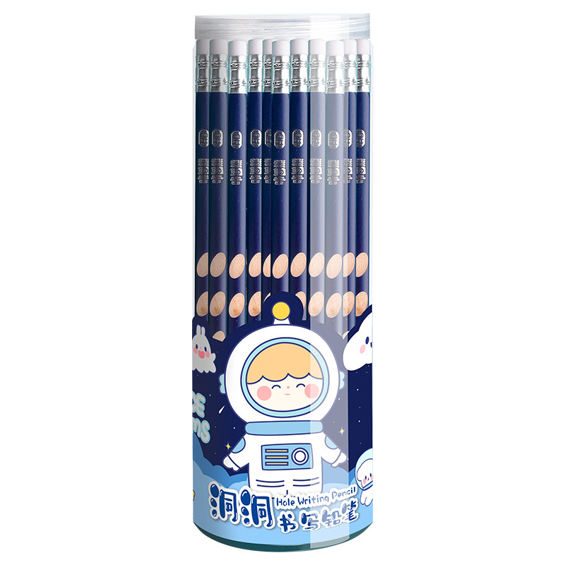 Kabaxiong Pencil for Pupils Groove Pencil Correct Grip Position 2B Triangle Grip Children Beginners 2 Ratio HB Pen