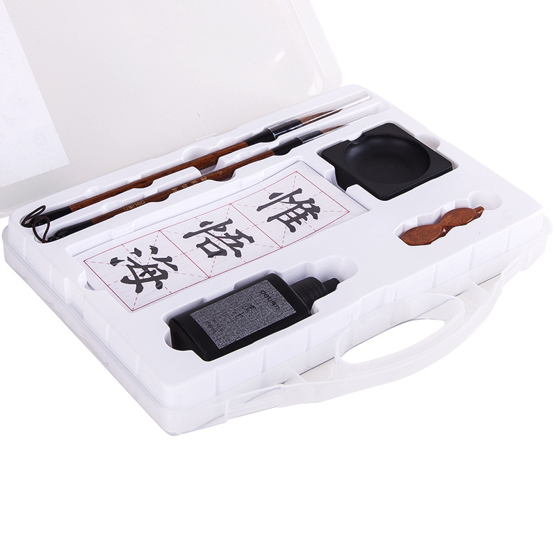 Deli 74290 Four Treasures of the Study Writing Brush Calligraphy Practice Board Dip Ink Calligraphy Beginner Entry Multifunctional Ink Plate Ink 6-Piece Set