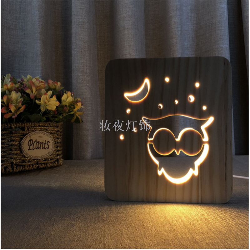 Cross - border peace dove shape new strange electronic wood lamp USB small night light