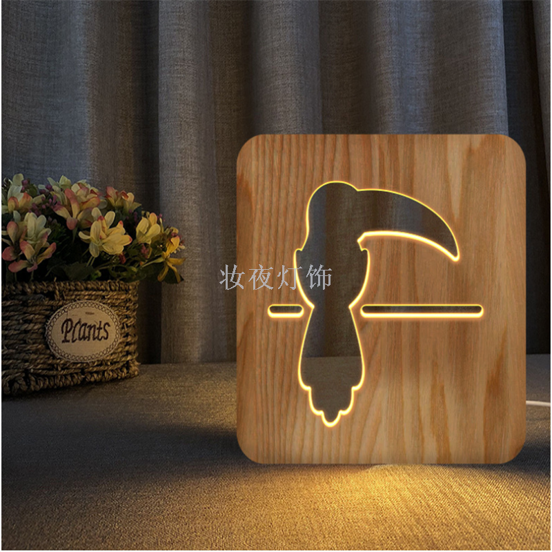 Cross - border peace dove shape new strange electronic wood lamp USB small night light