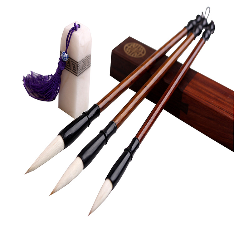 Ming Ruixiang Beginner Calligraphy Weasel&#039;s Hair Sheep Hair Doubled Both Writing Brush Regular Script Practice for Large, Medium and Small Regular Script Training Class Student Writing Brush