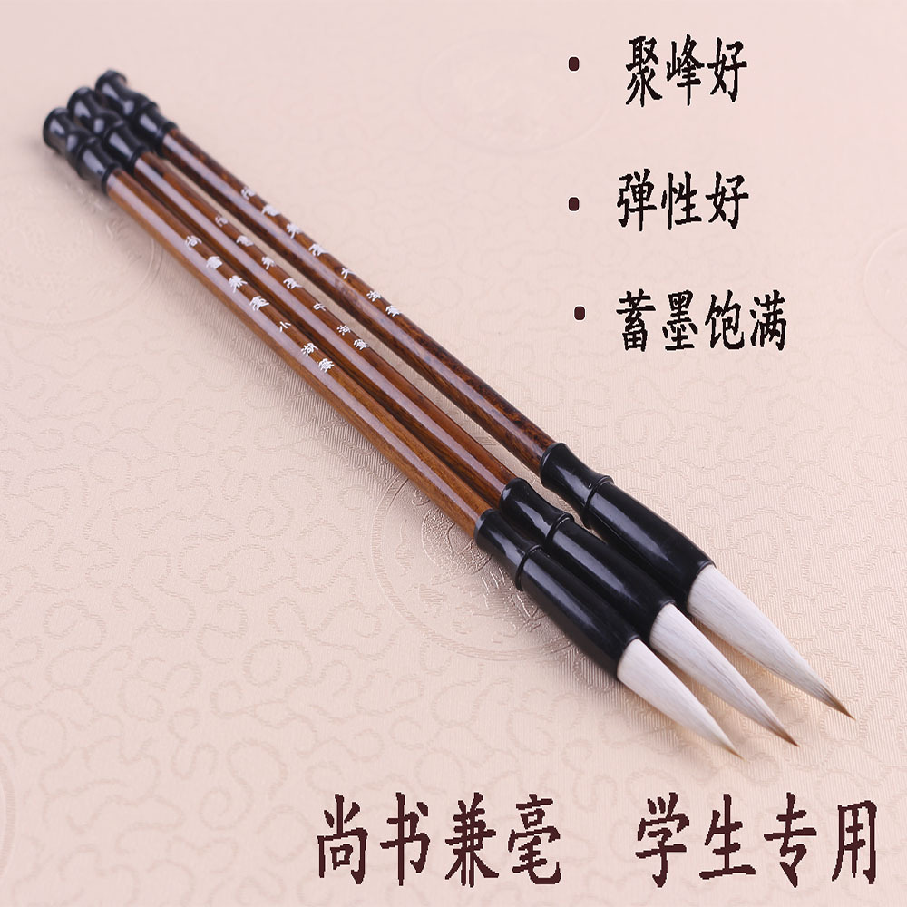 Ming Ruixiang Beginner Calligraphy Weasel's Hair Sheep Hair Doubled Both Writing Brush Regular Script Practice for Large, Medium and Small Regular Script Training Class Student Writing Brush