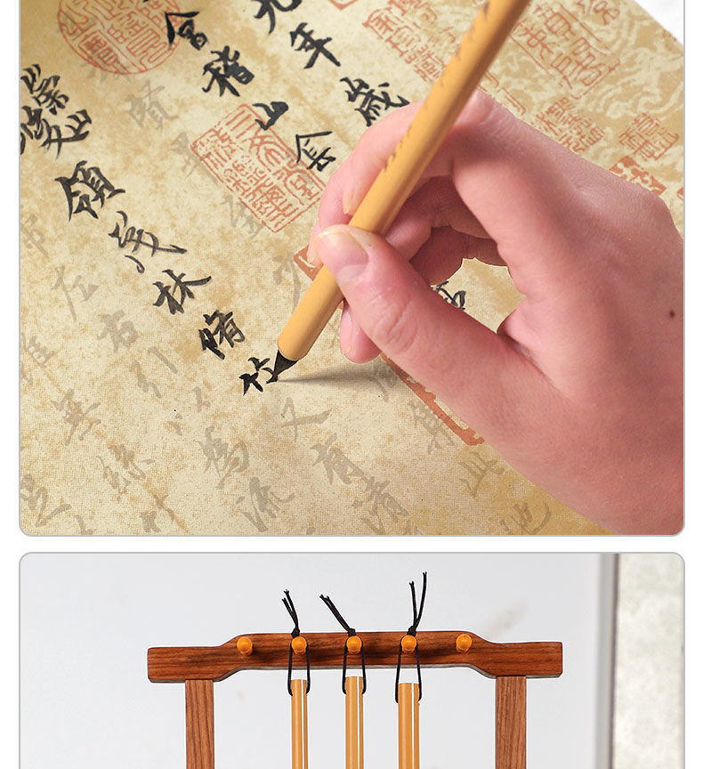 Wang Jizhi Handwriting Writing Brush Set Large, Medium and Small Two King Cursive Script Regular Script Rabbit's Hair Doubled Both with Weasel's Hair Calligraphy Writing Brush