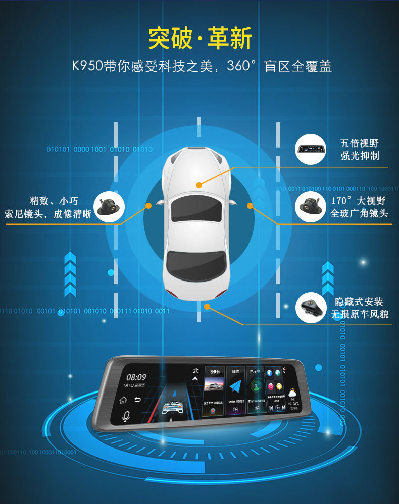 360 Degrees 10 Inches Streaming Media Special Cloud Mirror Rearview Mirror Tachograph Reversing Image Electronic Dog 360 Degrees 10 Inches Streaming Media Special Cloud Mirror Rearview Mirror Tachograph Reversing Image Electronic Dog