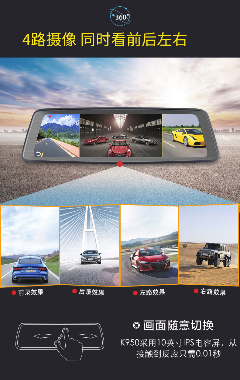 360 Degrees 10 Inches Streaming Media Special Cloud Mirror Rearview Mirror Tachograph Reversing Image Electronic Dog 360 Degrees 10 Inches Streaming Media Special Cloud Mirror Rearview Mirror Tachograph Reversing Image Electronic Dog