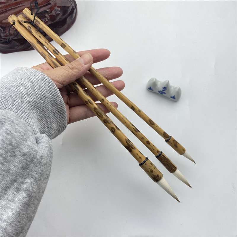 Mottled Bamboo Rod Doubled Both Writing Brush Calligraphy Practice Training Class Student Teacher Adult Use Writing Brush Calligraphy Materials