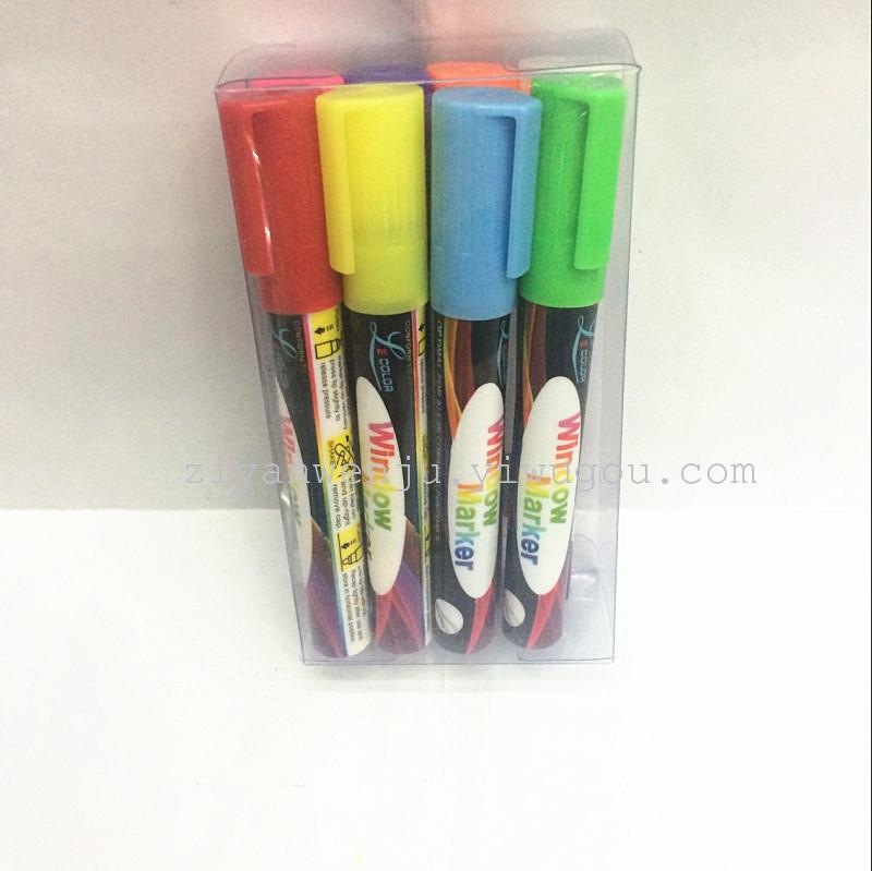 8-Color Press Type Liquid Chalk LED Fluorescent Pen Glass Pen
