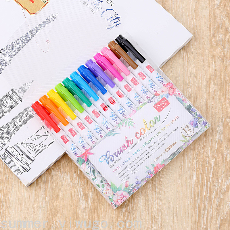 GuangnaRetroFluorescent Calligraphy Pen Type Writing Brush Soft Fur Regular Script Painting Practice Pen for Calligraphy