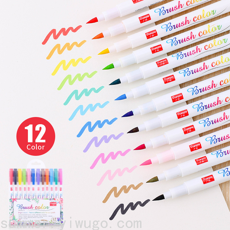 GuangnaRetroFluorescent Calligraphy Pen Type Writing Brush Soft Fur Regular Script Painting Practice Pen for Calligraphy