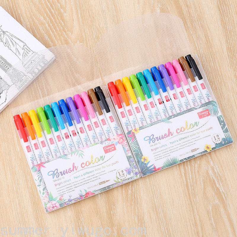 GuangnaRetroFluorescent Calligraphy Pen Type Writing Brush Soft Fur Regular Script Painting Practice Pen for Calligraphy