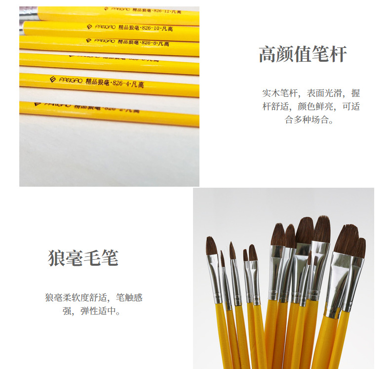 Van Gogh 826 Brushes 6 Sets Art Painting Gouache Watercolor Pen Children's Graffiti Writing Brush Made of Weasel's Hair Oil Brush Van Gogh 826 Brushes 6 Sets Art Painting Gouache Watercolor Pen Children's Graffiti Writing Brush Made of Weasel's Hair Oil Brush