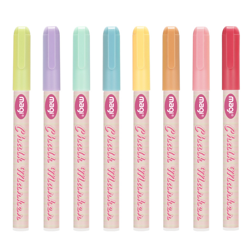 1.0mm Line Color Liquid Chalk Macaron 8 Colors Erasable Children Graffiti Painting Blackboard Paste Fluorescent Pen