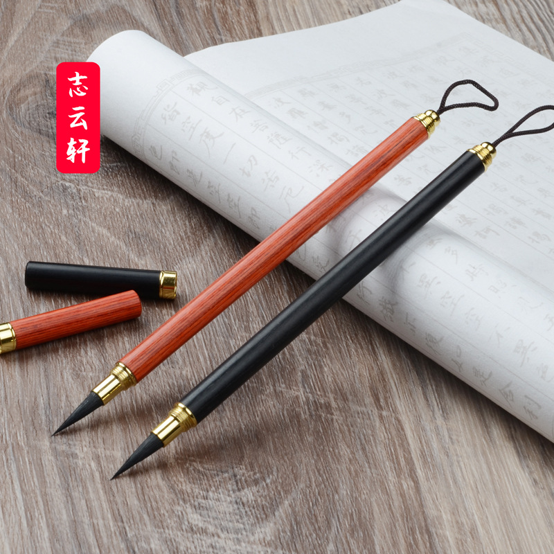 Wholesale Zhiyun Xuan Solid Wood Copy Scripture Small Regular Script Rabbit&#039;s Hair Writing Brush Chinese Painting Hook Line Pen Teeny Lower Case Internet Celebrity Ebony Writing Brush