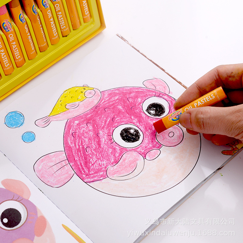 Painted Er You 501-24 Color Extra Smooth Hexagonal Crayon Laminated Children Drawing Pen Soft Chalk Support Customization