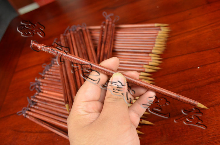 Old Technician Copy Scripture Red Sandalwood Ebony Regular Script Beiwei Writing Brush Made of Weasel&#039;s Hair Teeny Lower Case Jiju Writing Brush