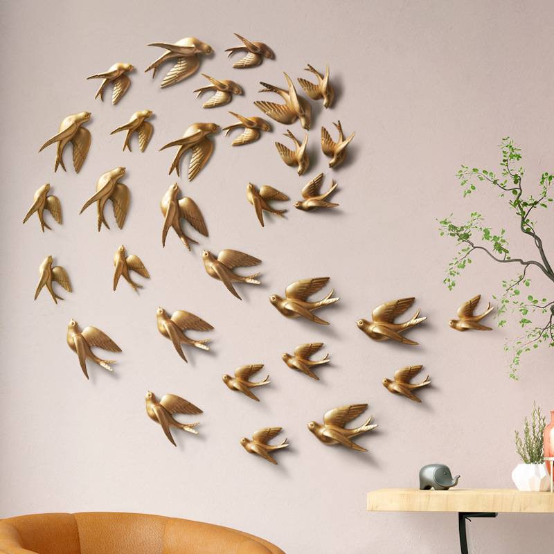 Bird Wall Decoration Swallow Wall Decorations Waterproof Moisture-Proof Mildew Background Wall Wall-Hung Decorations Punch-Free 3D Animal Three-Dimensional Wall Sticker