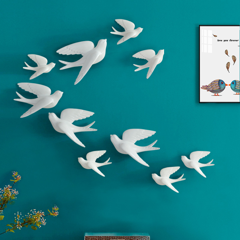 Bird Wall Decoration Swallow Wall Decorations Waterproof Moisture-Proof Mildew Background Wall Wall-Hung Decorations Punch-Free 3D Animal Three-Dimensional Wall Sticker