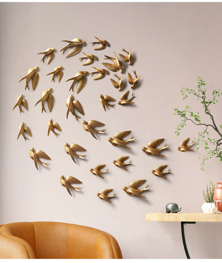 Bird Wall Decoration Swallow Wall Decorations Waterproof Moisture-Proof Mildew Background Wall Wall-Hung Decorations Punch-Free 3D Animal Three-Dimensional Wall Sticker
