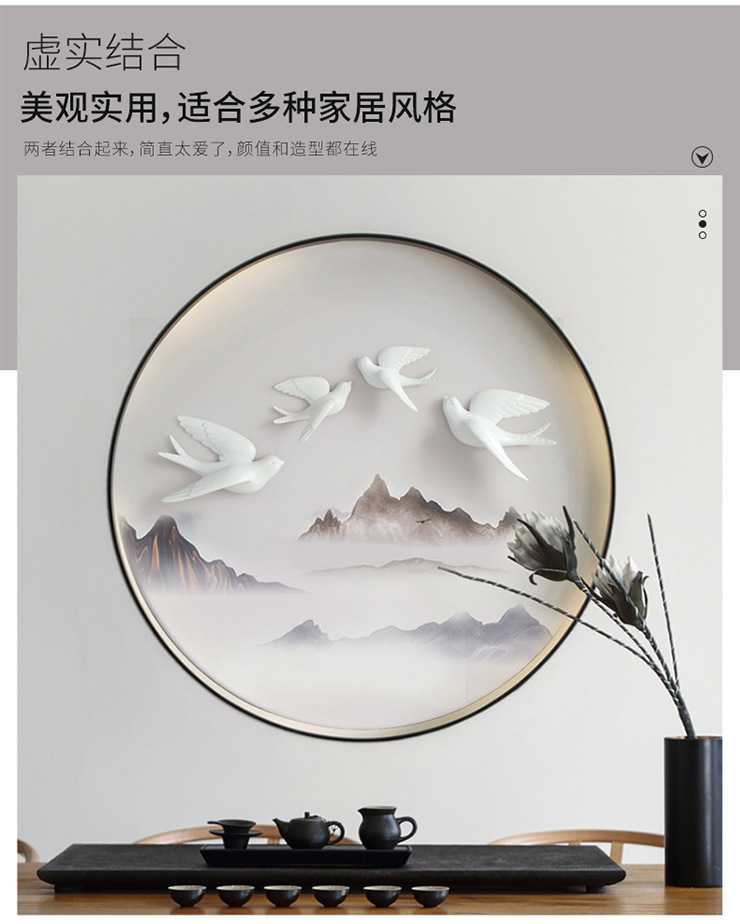 Bird Wall Decoration Swallow Wall Decorations Waterproof Moisture-Proof Mildew Background Wall Wall-Hung Decorations Punch-Free 3D Animal Three-Dimensional Wall Sticker
