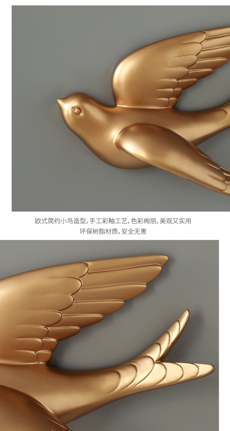 Bird Wall Decoration Swallow Wall Decorations Waterproof Moisture-Proof Mildew Background Wall Wall-Hung Decorations Punch-Free 3D Animal Three-Dimensional Wall Sticker