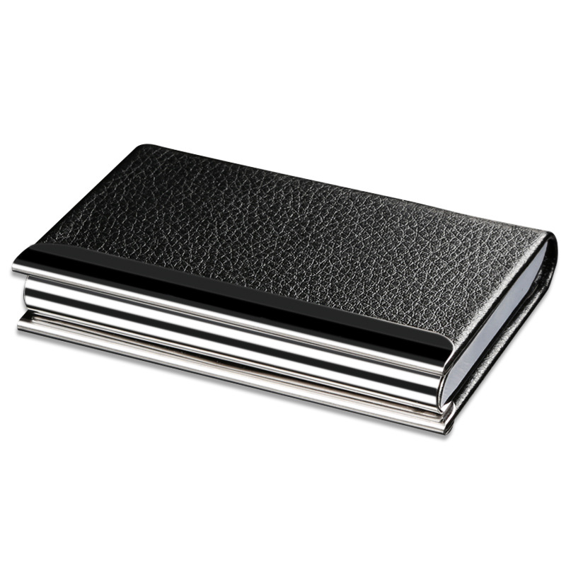 Leather business card case customized portable business card clip card clip gift wholesale