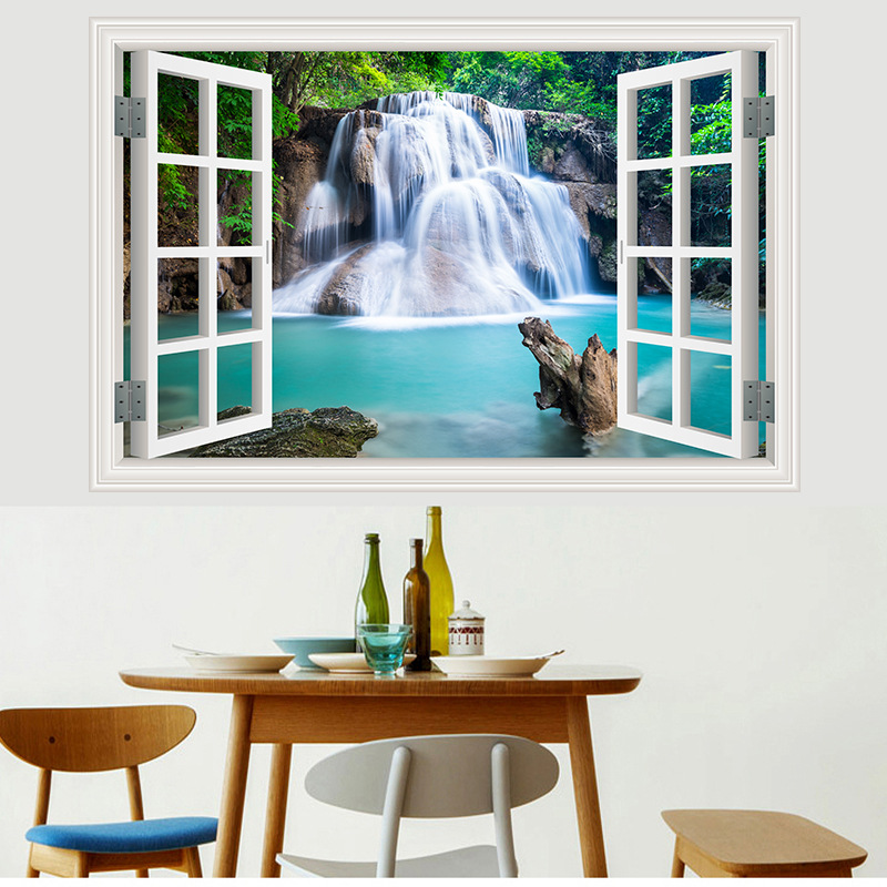Landscape Landscape Fake Window Wall Sticker Living Room Bedroom Background Wall Decoration Stickers Hotel Hotel Dormitory Self-Adhesive Wall Stickers