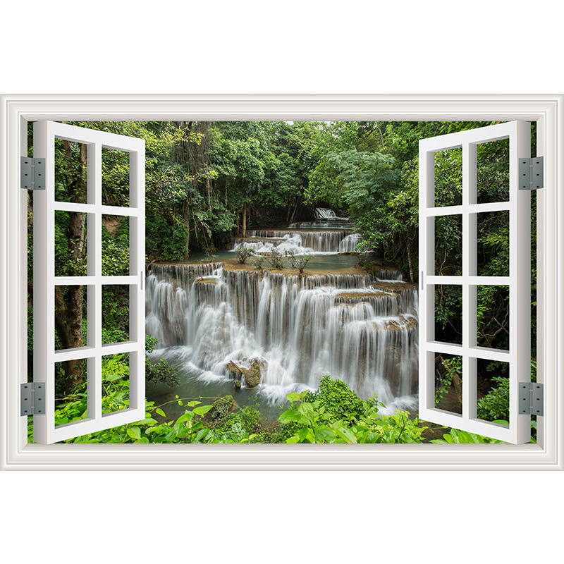 Landscape Landscape Fake Window Wall Sticker Living Room Bedroom Background Wall Decoration Stickers Hotel Hotel Dormitory Self-Adhesive Wall Stickers