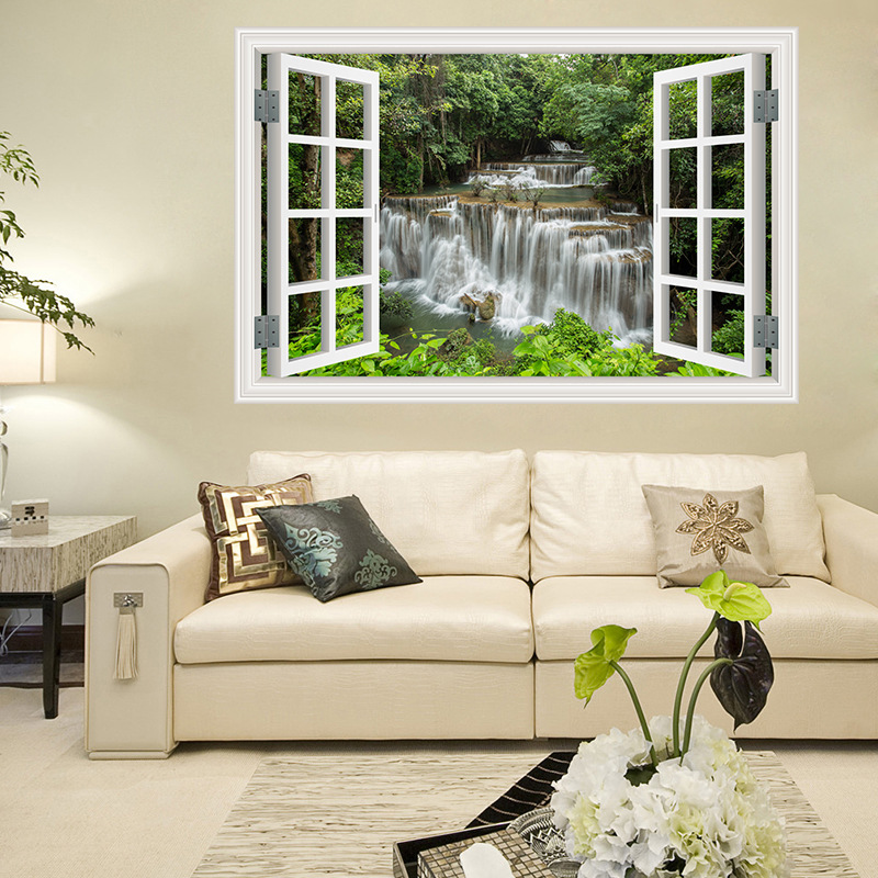 Landscape Landscape Fake Window Wall Sticker Living Room Bedroom Background Wall Decoration Stickers Hotel Hotel Dormitory Self-Adhesive Wall Stickers