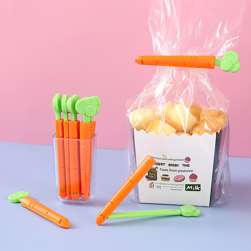5-Piece Carrot Fresh-Keeping Sealing Clip with Magnet Moisture-Proof Food Bag Sealed Clip Refridgerator Magnets Storage Box