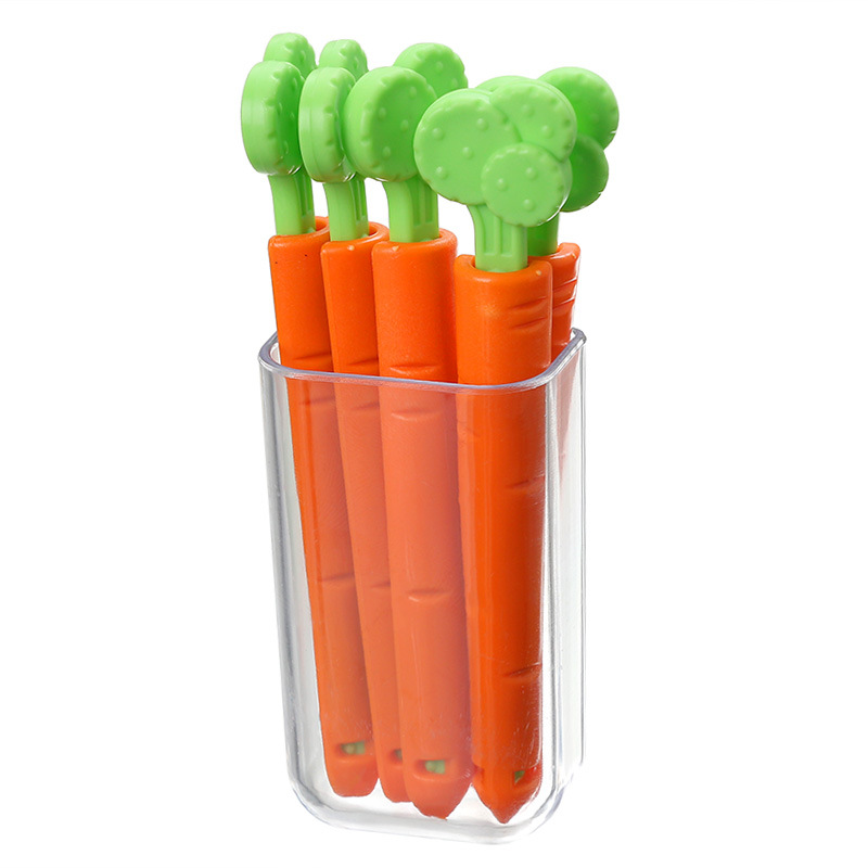 5-Piece Carrot Fresh-Keeping Sealing Clip with Magnet Moisture-Proof Food Bag Sealed Clip Refridgerator Magnets Storage Box