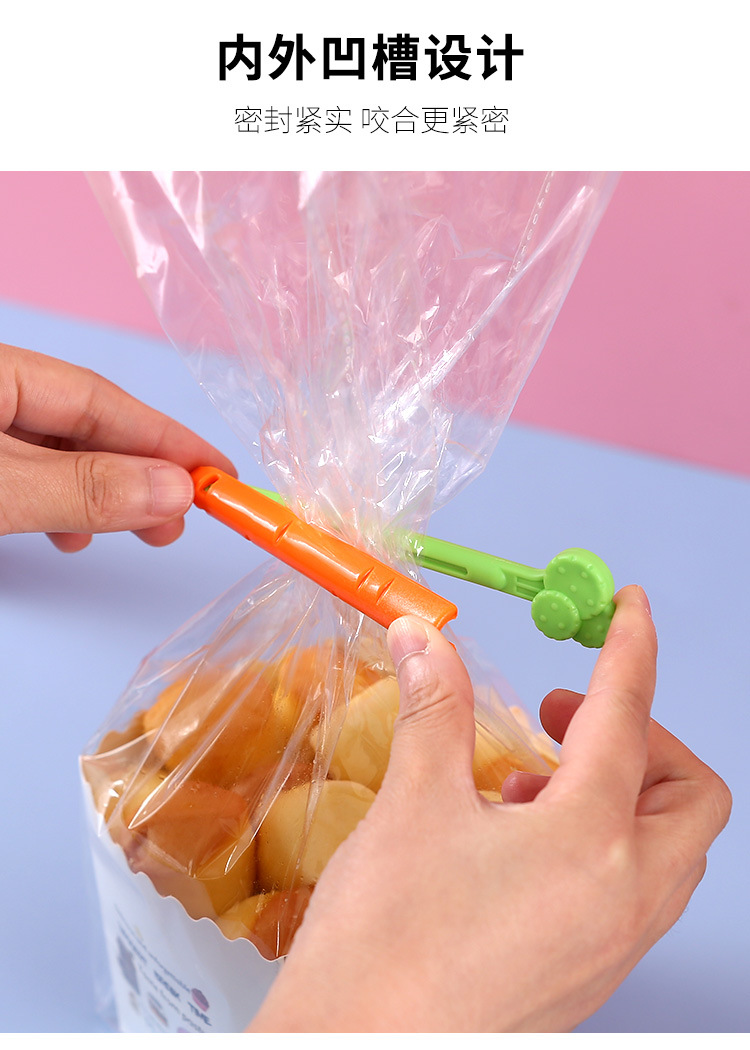 5-Piece Carrot Fresh-Keeping Sealing Clip with Magnet Moisture-Proof Food Bag Sealed Clip Refridgerator Magnets Storage Box