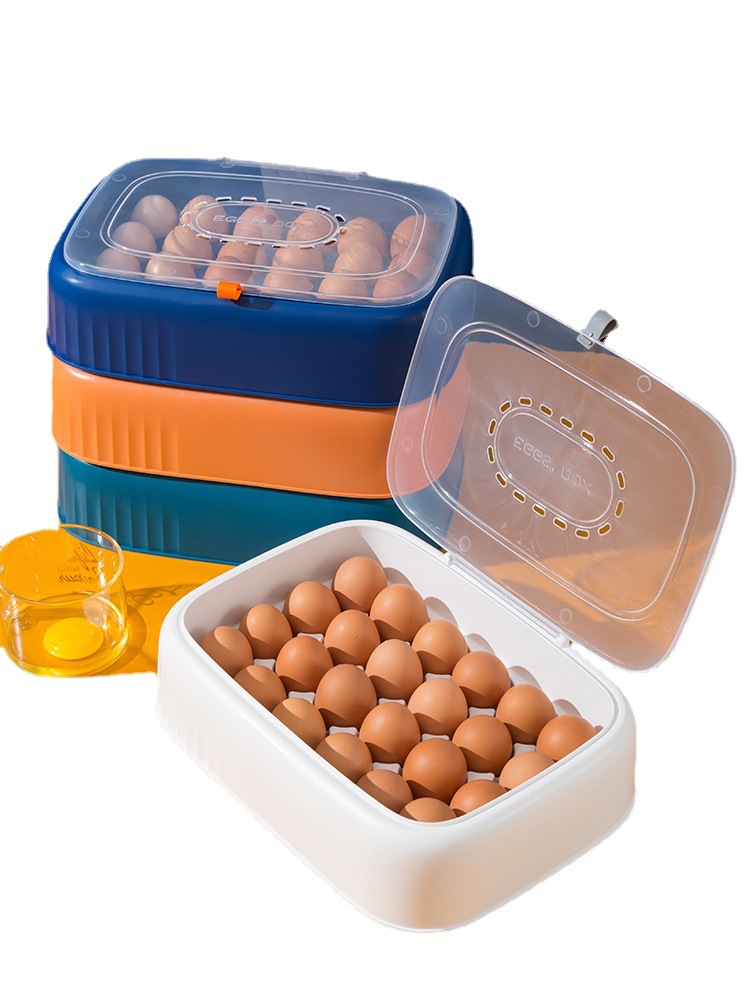 Factory Wholesale Refrigerator Egg Storage Box Storage Box Drop-Resistant Fresh-Keeping Kitchen Egg Shelf Egg Carton Plastic Flip Type