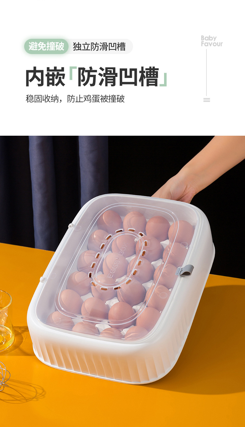 Factory Wholesale Refrigerator Egg Storage Box Storage Box Drop-Resistant Fresh-Keeping Kitchen Egg Shelf Egg Carton Plastic Flip Type