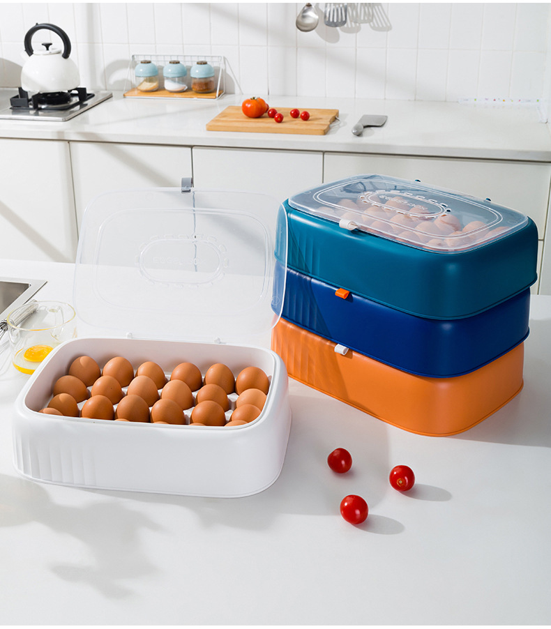 Factory Wholesale Refrigerator Egg Storage Box Storage Box Drop-Resistant Fresh-Keeping Kitchen Egg Shelf Egg Carton Plastic Flip Type