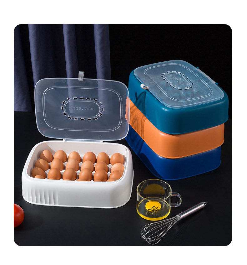 Factory Wholesale Refrigerator Egg Storage Box Storage Box Drop-Resistant Fresh-Keeping Kitchen Egg Shelf Egg Carton Plastic Flip Type