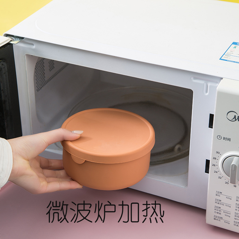 Microwave Oven Fresh-Keeping Lunch Box Silicone Fruit Container Mini Snack Lunch Box Freshness Bowl Silicone Bowl Sealed Fresh-Keeping Box