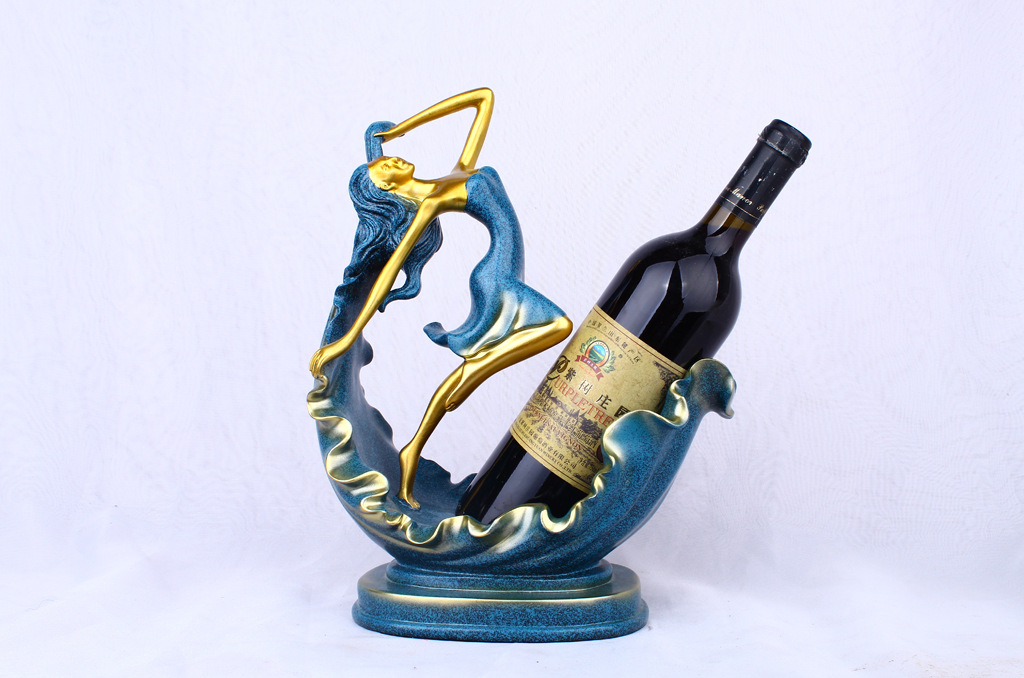 Resin crafts new creative wood-colored dancing lady wine rack display European sitting room TV cabinet wine cabinet small decoration Resin crafts new creative wood-colored dancing lady wine rack display European sitting room TV cabinet wine cabinet small decoration