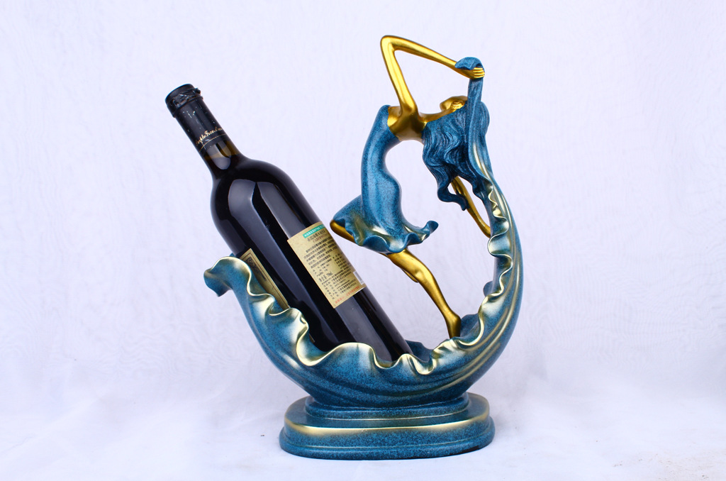 Resin crafts new creative wood-colored dancing lady wine rack display European sitting room TV cabinet wine cabinet small decoration Resin crafts new creative wood-colored dancing lady wine rack display European sitting room TV cabinet wine cabinet small decoration