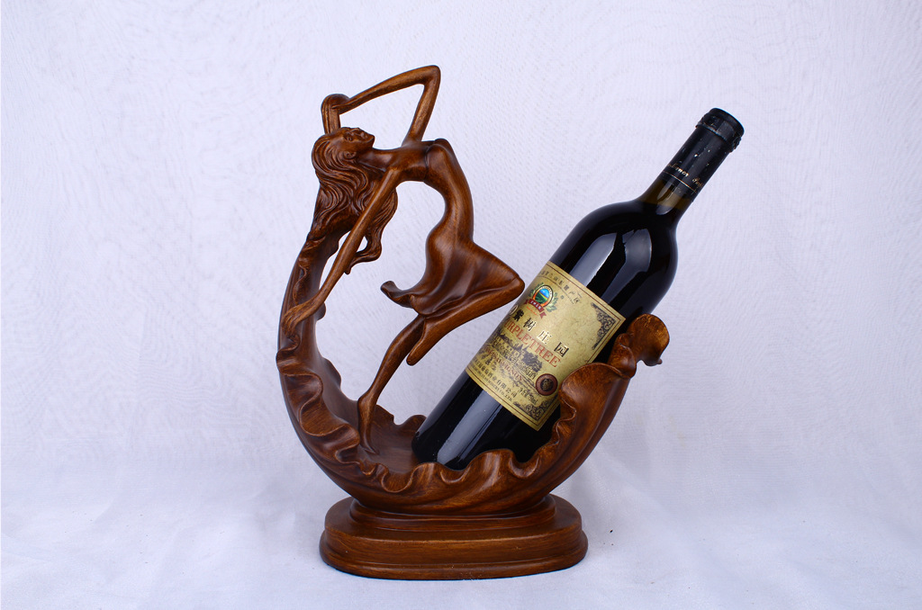 Resin crafts new creative wood-colored dancing lady wine rack display European sitting room TV cabinet wine cabinet small decoration Resin crafts new creative wood-colored dancing lady wine rack display European sitting room TV cabinet wine cabinet small decoration