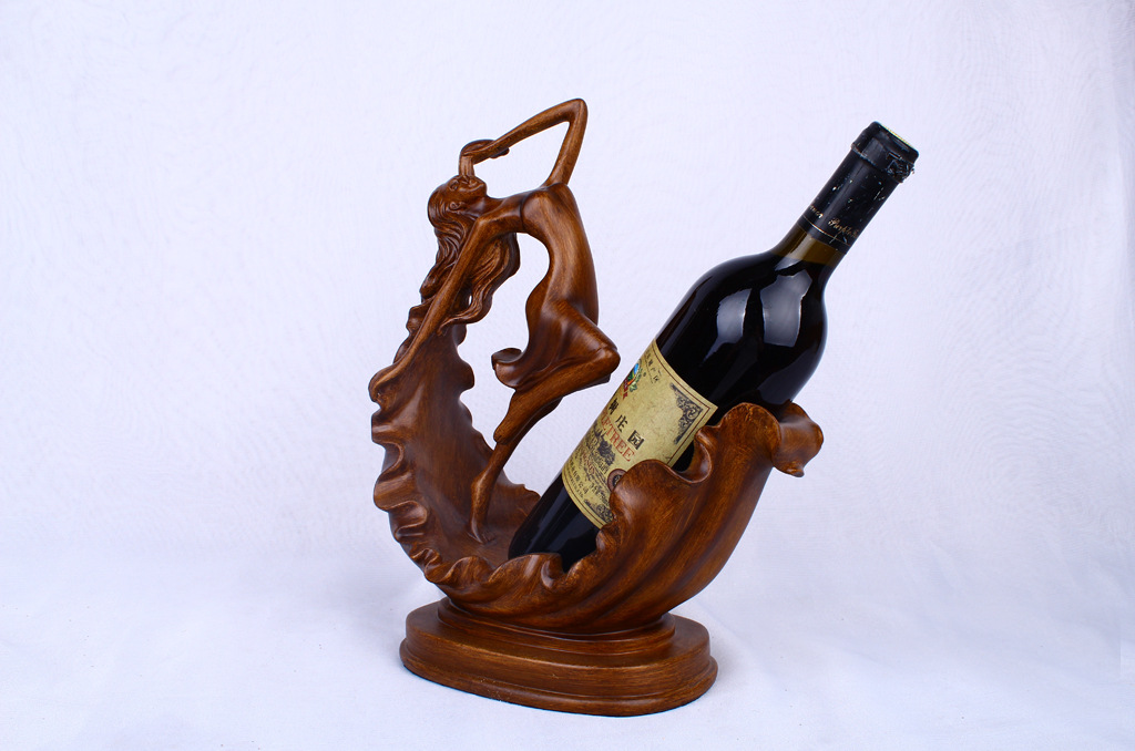 Resin crafts new creative wood-colored dancing lady wine rack display European sitting room TV cabinet wine cabinet small decoration Resin crafts new creative wood-colored dancing lady wine rack display European sitting room TV cabinet wine cabinet small decoration